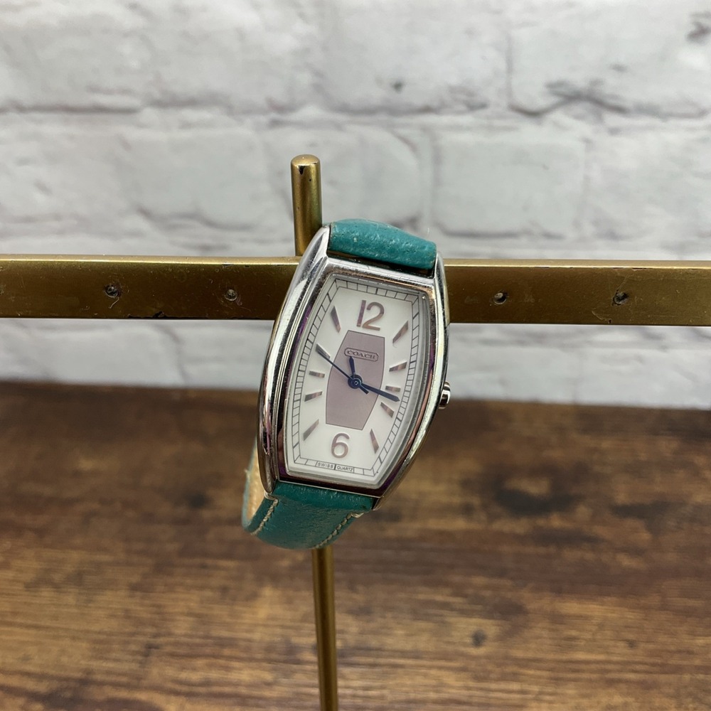 Coach Ladies Green Wrist Watch Swiss Quartz Stainless Steel New Battery 0893